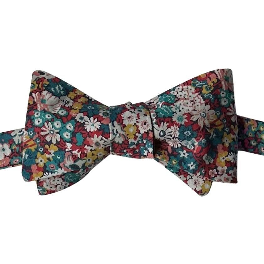 Anemone Green and Rust Floral Liberty Cotton Bow Tie Made in Canada