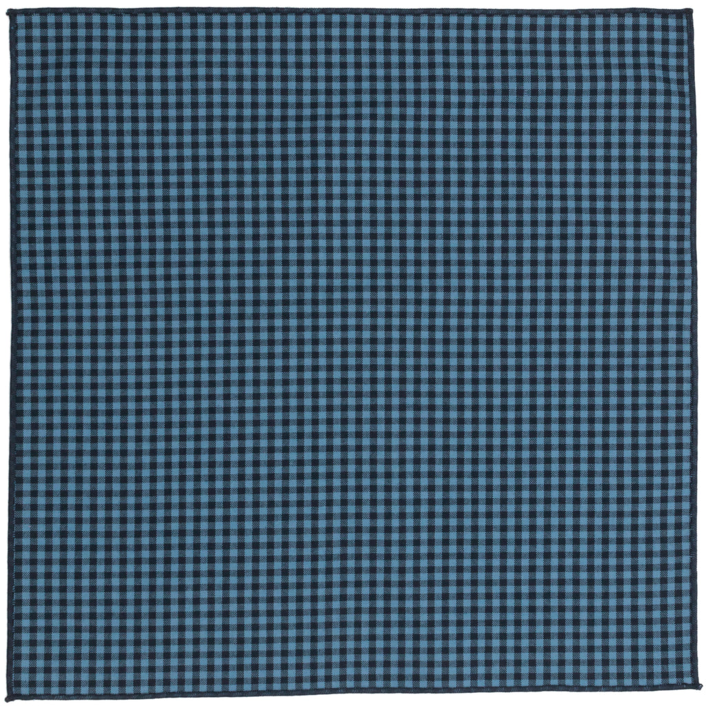 Charlie Blue Gingham Cotton Pocket Square Made in Canada