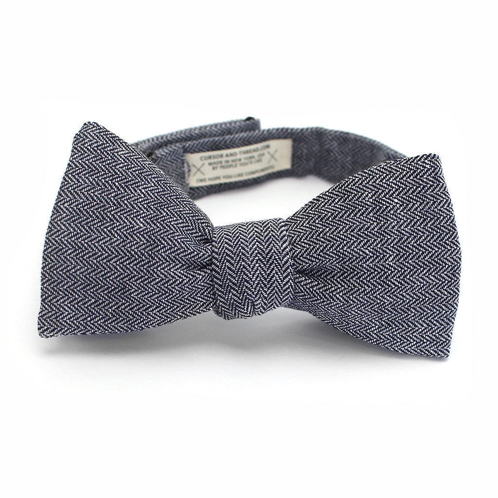herringbone tweed bow tie