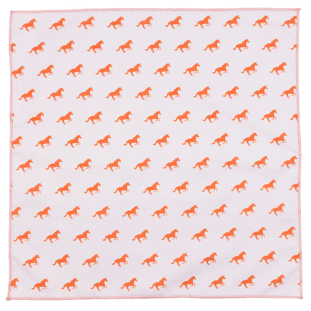 Unicorn Orange and Pink Cotton Pocket Square Made in Canada