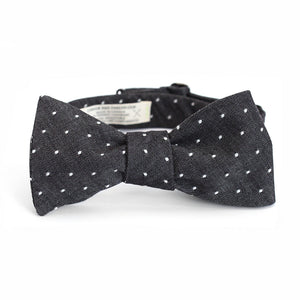 Black and white polka dot bow tie