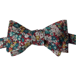 Anemone Green and Rust Floral Liberty Cotton Bow Tie Made in Canada