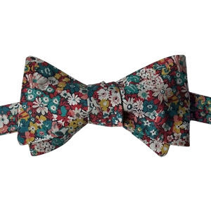 Anemone Green and Rust Floral Liberty Cotton Bow Tie Made in Canada