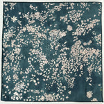 Emerald Green Pocket Square with Cream Floral Pattern Made in Canada