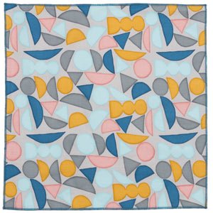 Abstract Shapes Blue Cotton Pocket Square Made in Canada