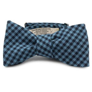 Charlie Blue Gingham Cotton Bow Tie Made in Canada by Cursor & Thread