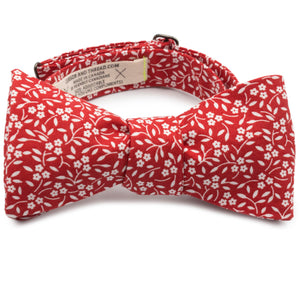 Charmed Red and White Floral Cotton Bow Tie Made in Canada 