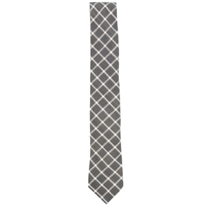 Checkpoint Grey and White Woven Cotton Necktie Made in Canada