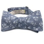 Chintz Floral Print on Grey Cotton Chambray Bow Tie Made in Canada