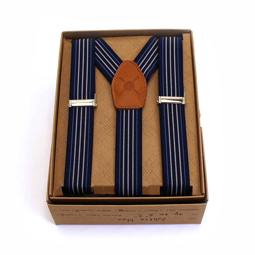 Blue striped braces suspenders