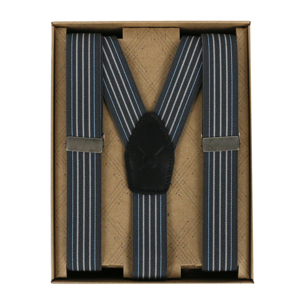 Dublin 1" Grey Stripe Suspenders, Made in Canada