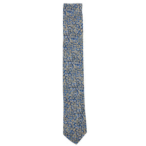 Empire Blue Floral Cotton Neck Tie Made in Canada by Cursor & Thread