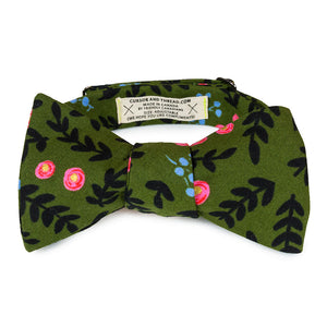 army green floral bow tie