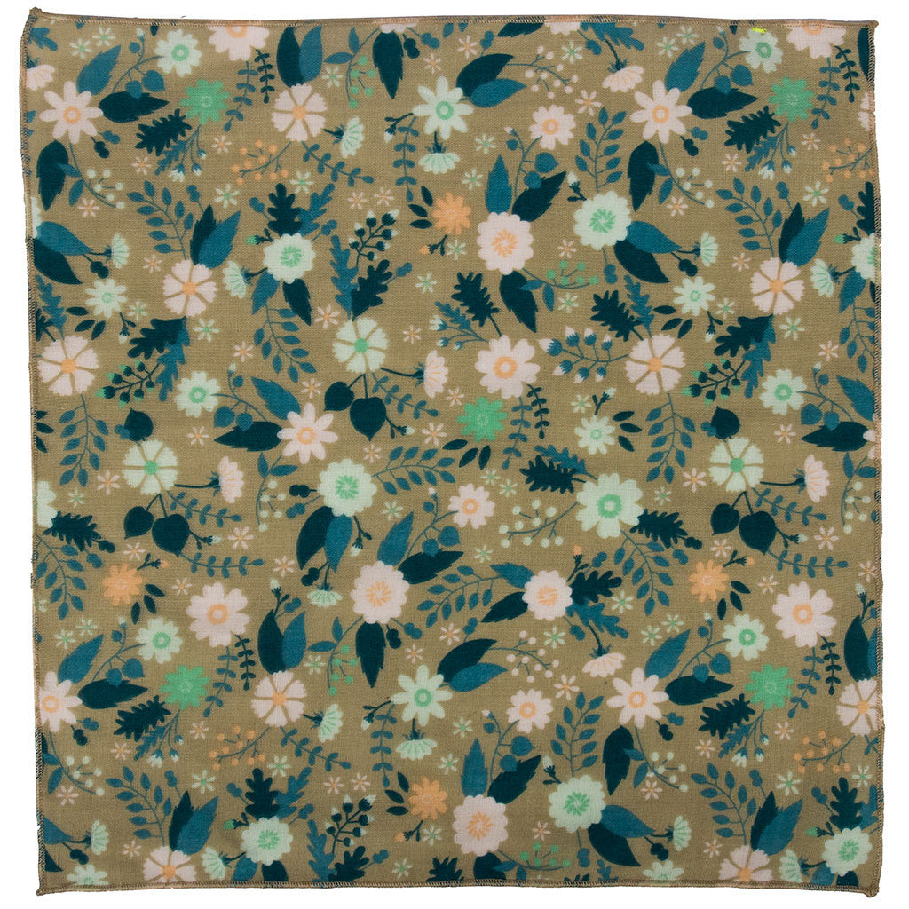 Taupe Floral Pocket Square