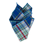 Blue plaid pocket square