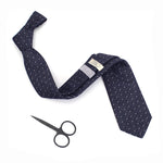 Chambray blue polka dot necktie