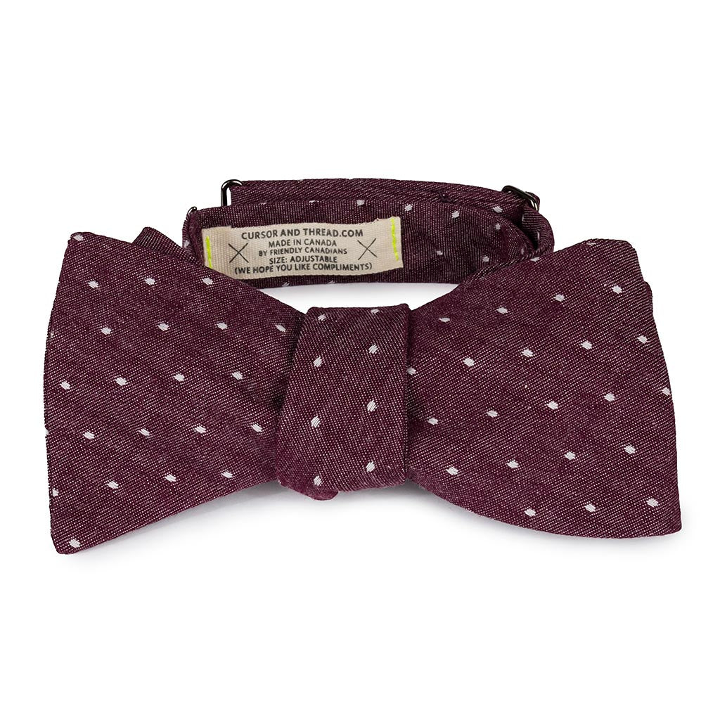 burgundy polka dot bow tie