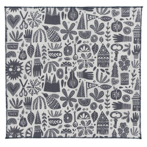 Hygge Grey and White Organic Cotton Pocket Square Made in Canada