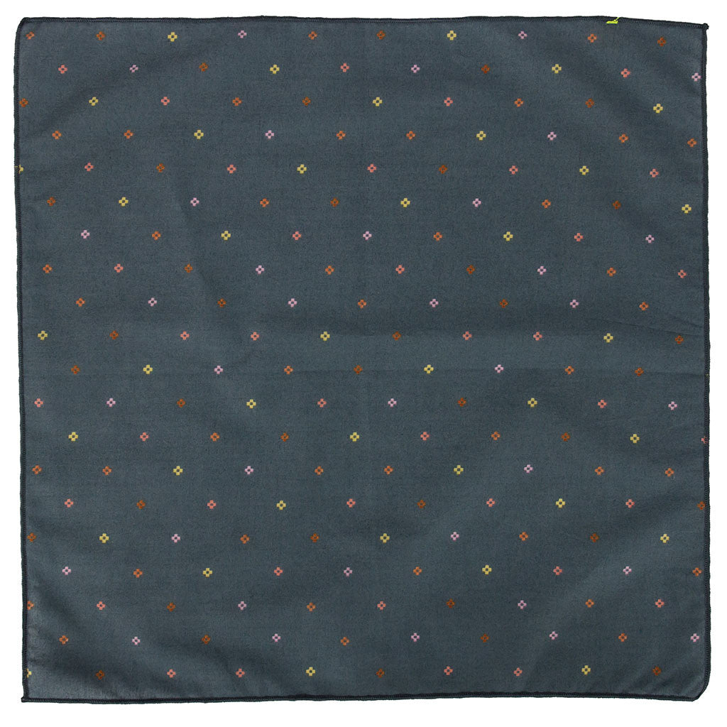 Grey Pixel Floral Pocket Square