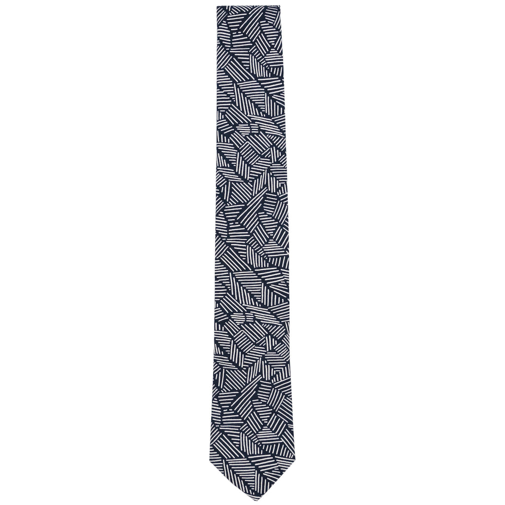 Lino Navy and White Organic Cotton Necktie Made in Canada