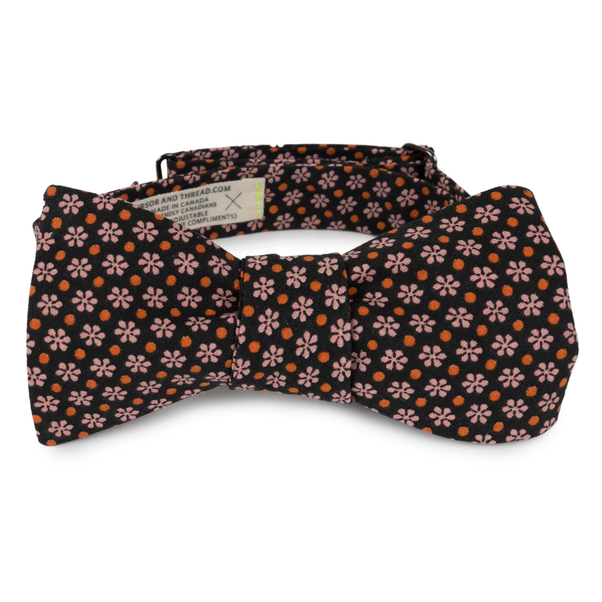 Mayflower Black French Cotton Bow Tie Made in Canada by Cursor & Thread