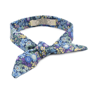 Nitobe Blue and Purple Floral French Knot Bow Tie on Japanese Cotton Made in Canada