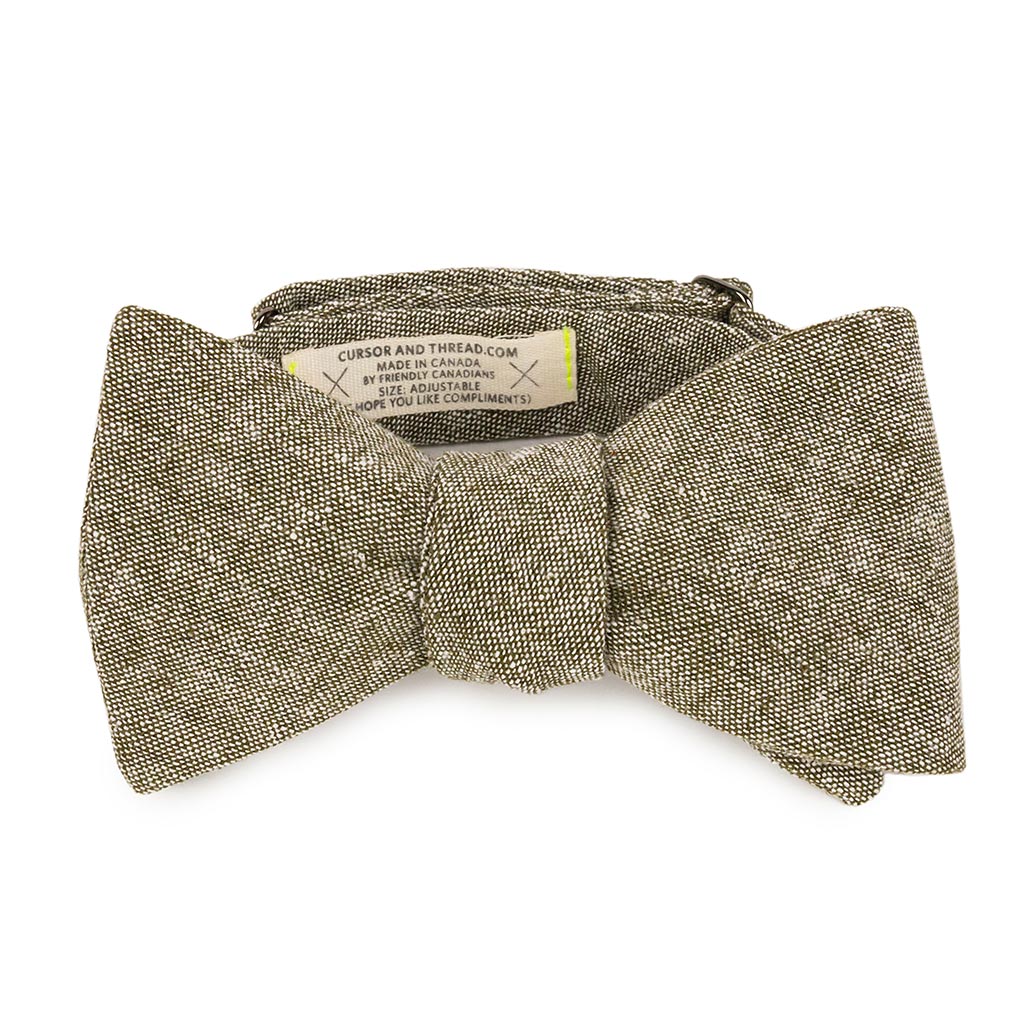 Olive Linen Bow Tie