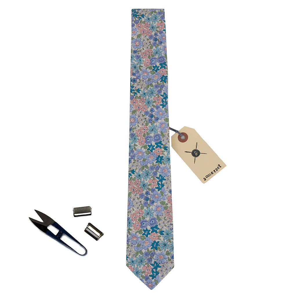 Blue floral necktie made in Canada