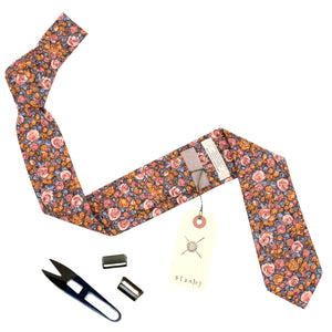 Stanley Rose Grey and Peach Cotton Necktie Made in Canada by Cursor & Thread