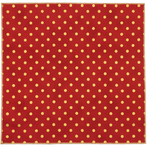 Red and Metallic Gold Polka Dot Cotton Pocket Square Made in Canada by Cursor & Thread