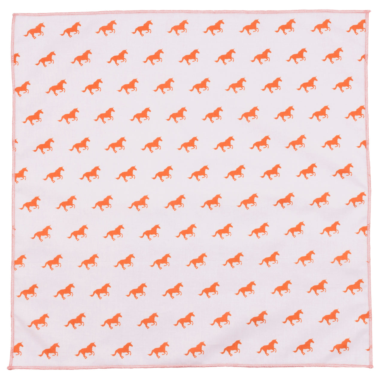 Unicorn Orange and Pink Cotton Pocket Square Made in Canada