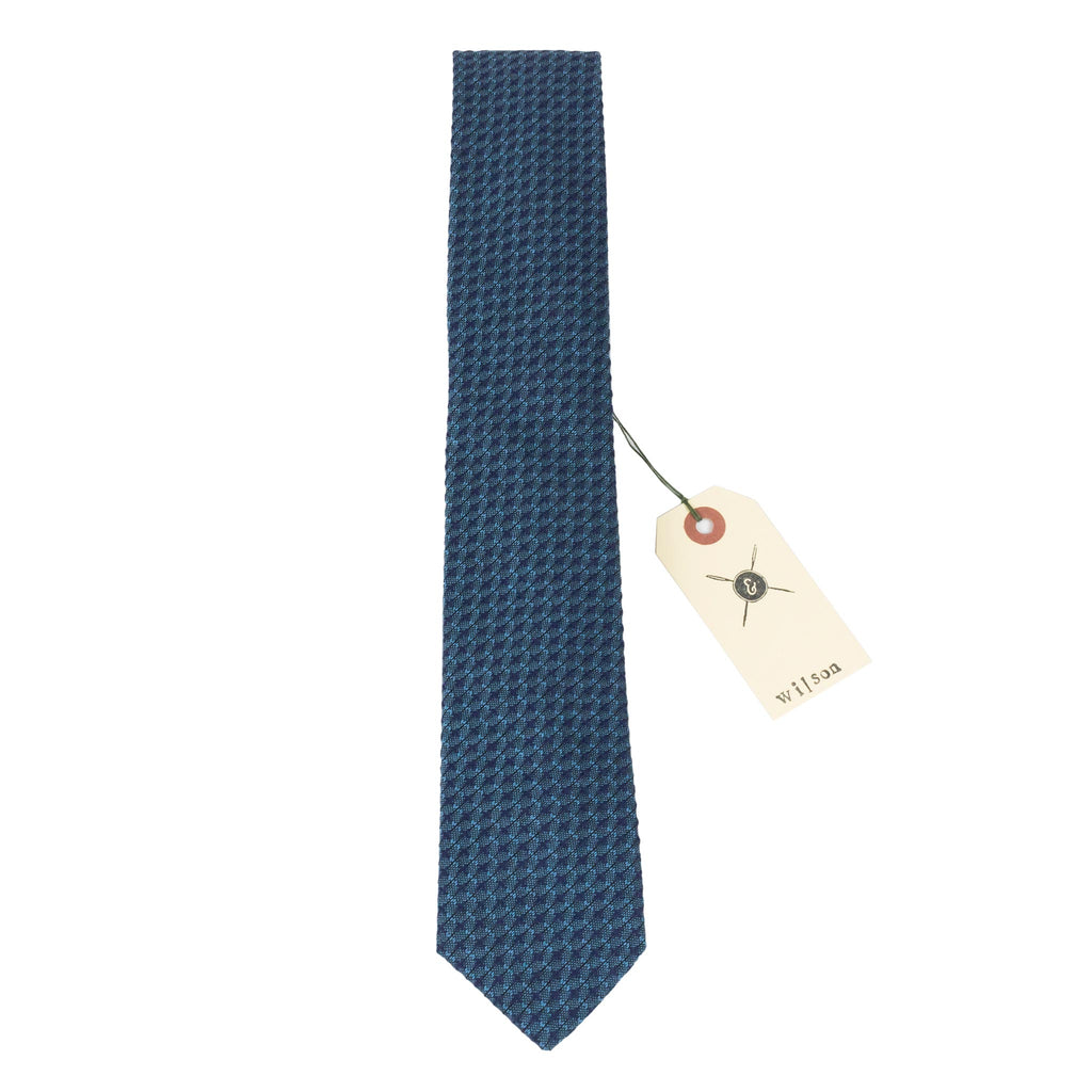 Wilson Woven Blue Cotton Neck Tie Made in Canada