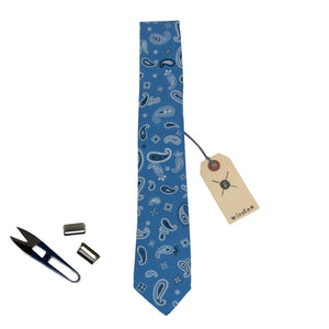 Winston Paisley Blue Cotton Neck Tie Made in Canada