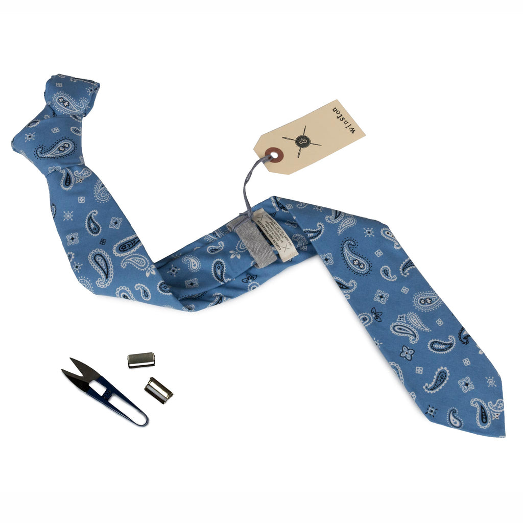 Winston Paisley Blue Cotton Neck Tie Made in Canada