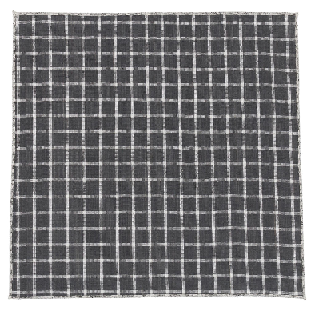 Checked Grey Cotton Pocket Square Made in Canada