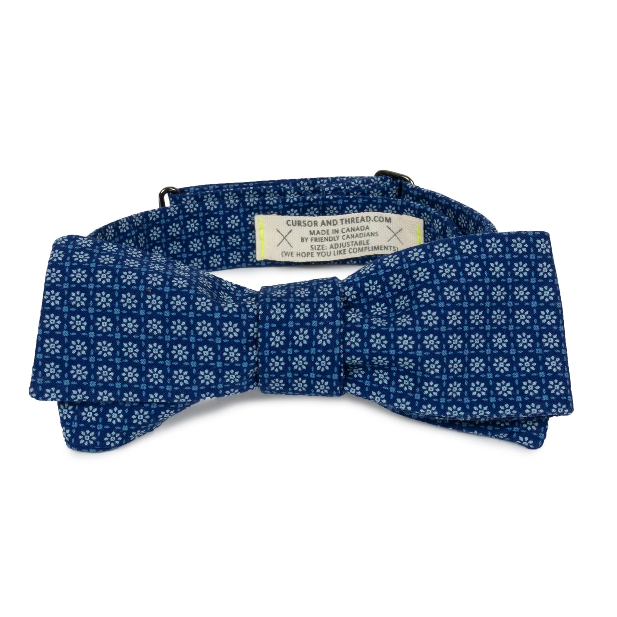 Japanese cotton floral bow tie made in Canada