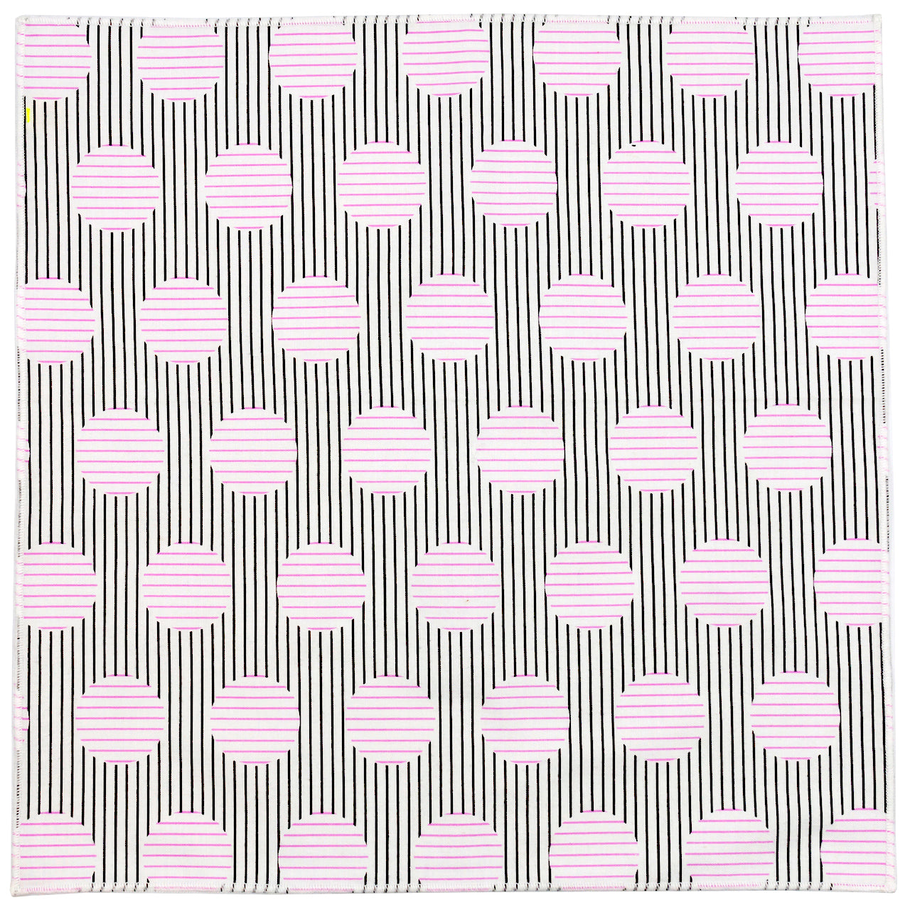 Deco Black, White and Pink Patterned Cotton Pocket Square Made in Canada