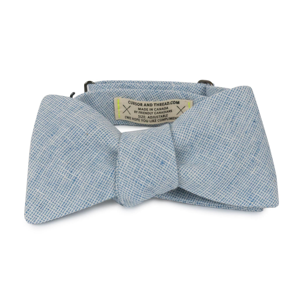 Blue Linen Bow Tie Made in Canada