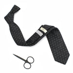 Chambray black polka dot necktie