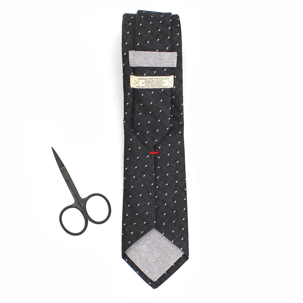 Chambray black polka dot necktie