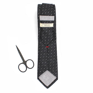 Chambray black polka dot necktie