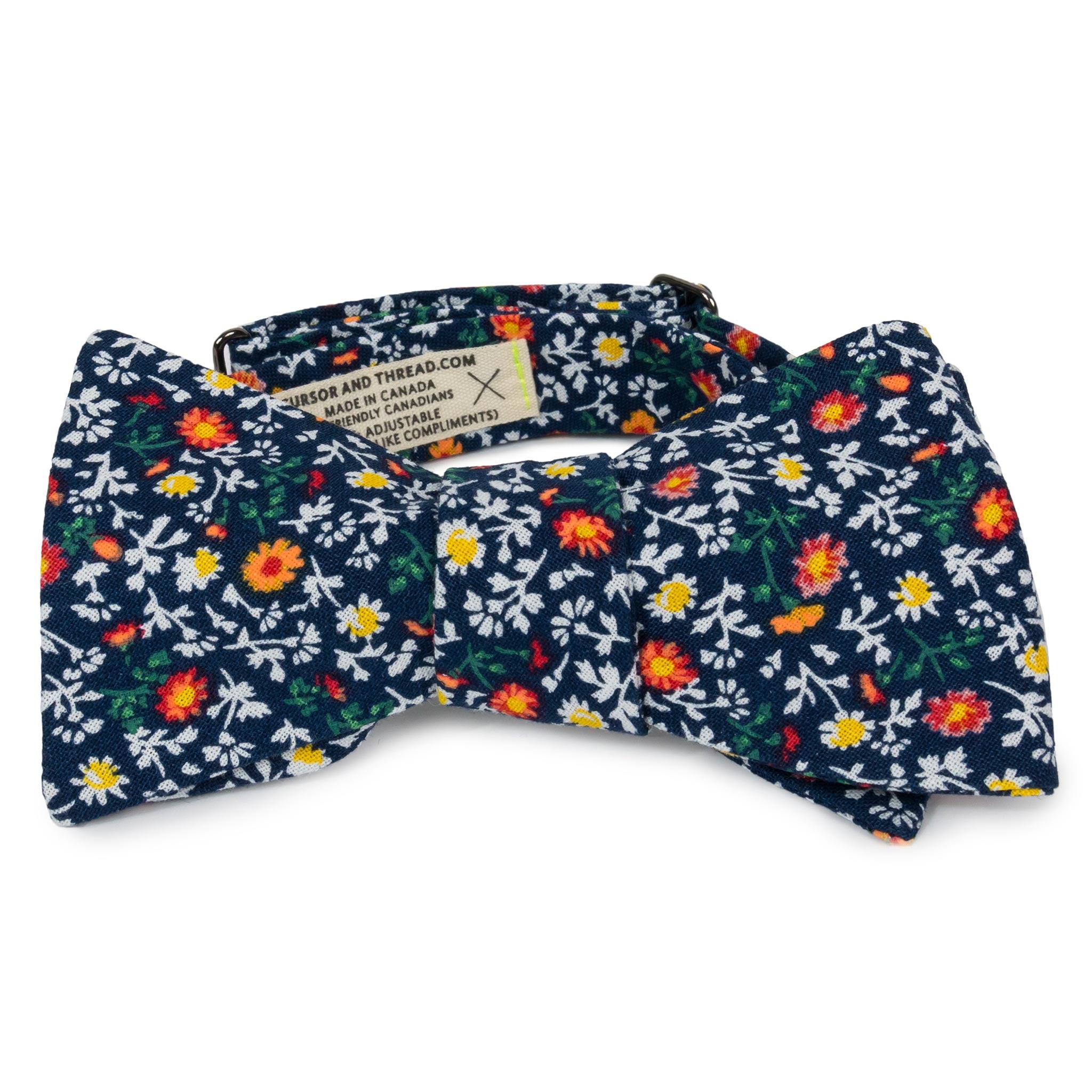Marigold Navy Floral Cotton Bow Tie Made in Canada