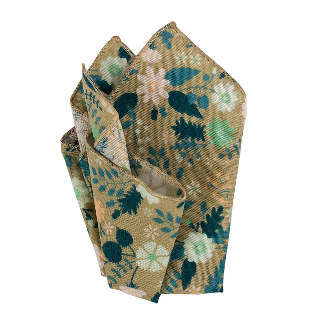 Taupe Floral Pocket Square