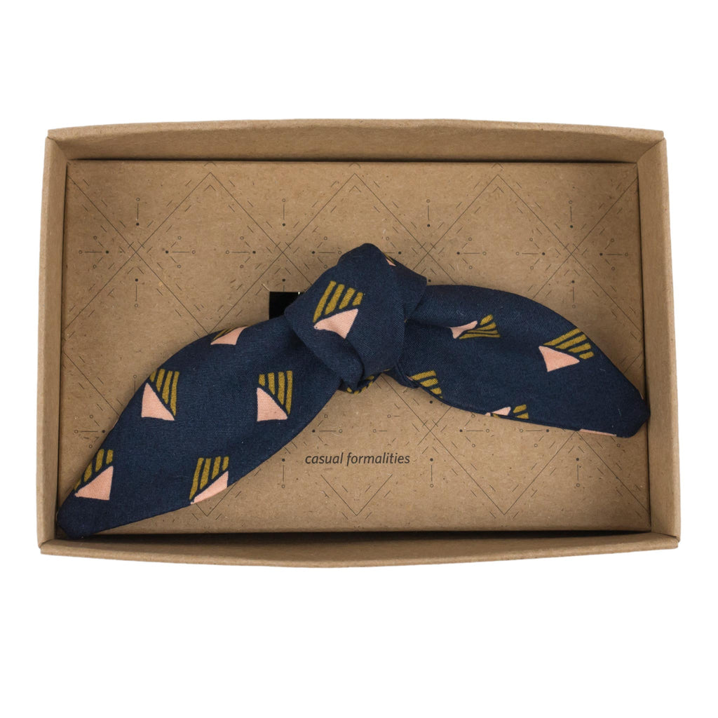 Regal Navy Organic Cotton French Knot Bow Tie