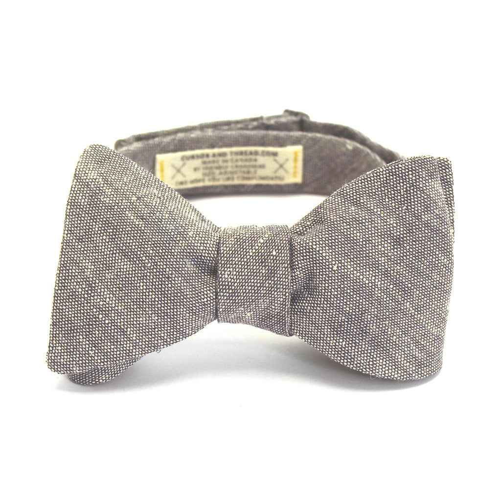 Grey Linen Bow Tie