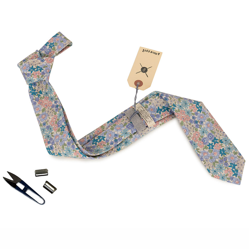 Blue floral necktie made in Canada