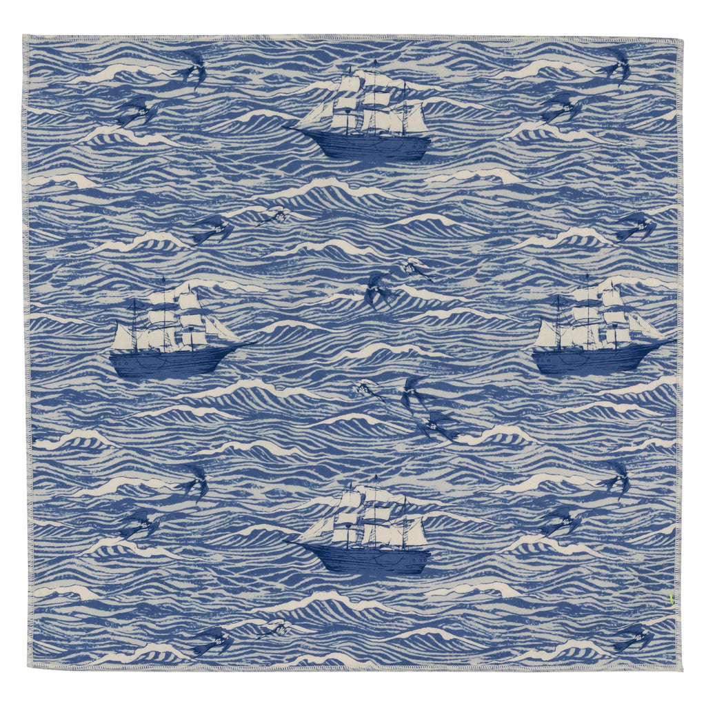 Swell Ships Blue Japanese Cotton Pocket Square Made in Canada